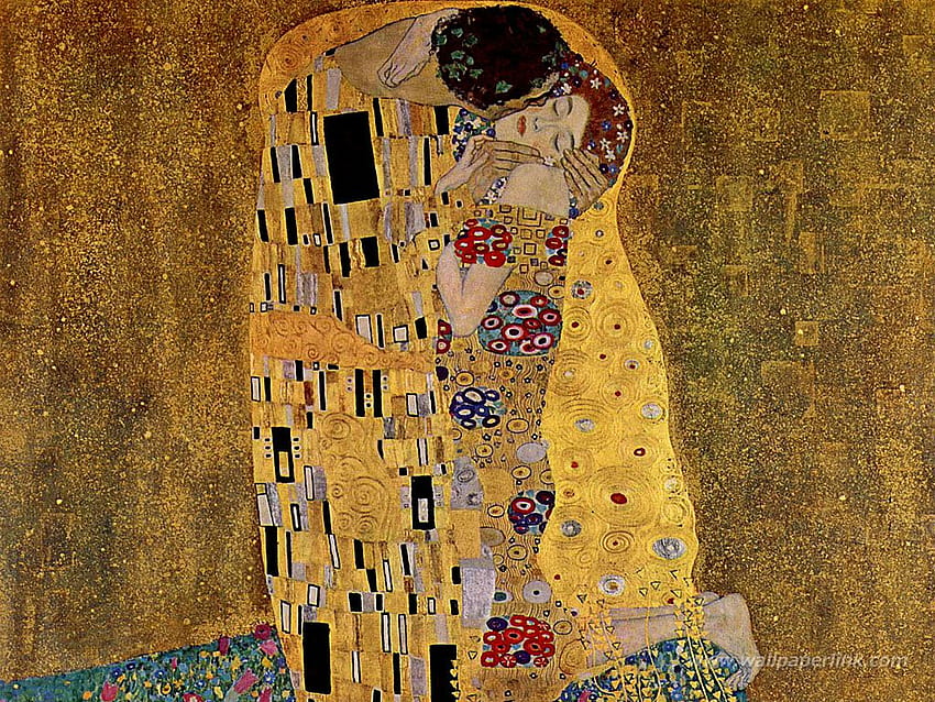 Wall Mural Klimt inspiration: Golden Kiss - People - Wall Murals