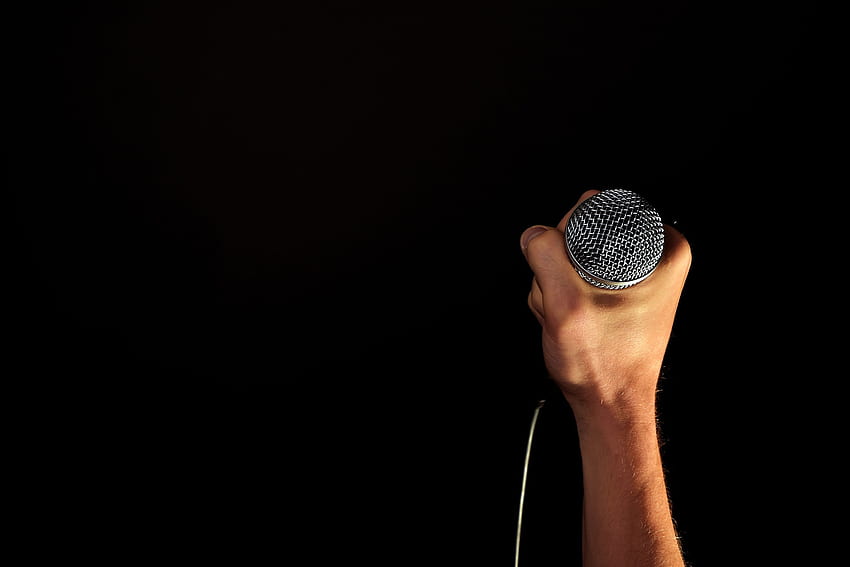 Music, Hand, Dark Background, Microphone HD wallpaper