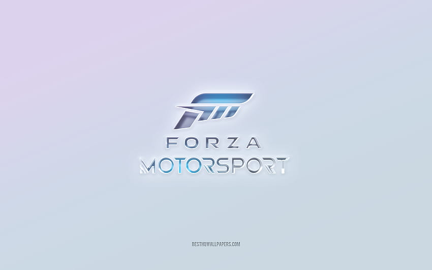 Forza Horizo​​n ロゴ、切り抜き 3d テキスト、白い背景、Forza Horizo​​n 3d ロゴ、Forza Horizo​​n エンブレム、Forza Horizo​​n、エンボス ロゴ、Forza Horizo​​n 3d エンブレム 高画質の壁紙