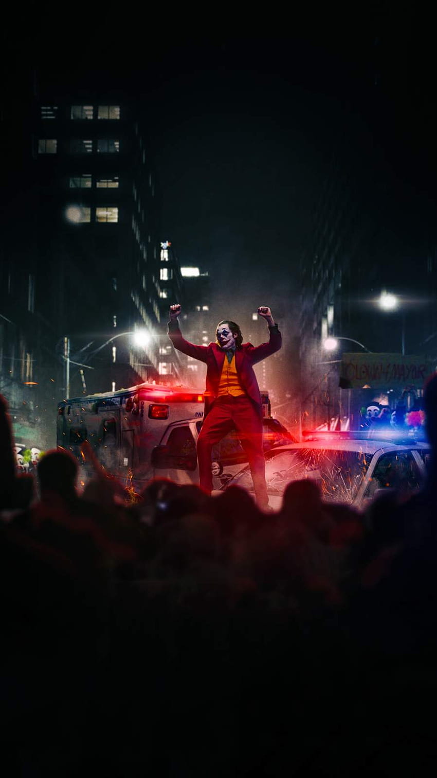 Джокер танцува на полицейска кола iPhone - iPhone : iPhone HD тапет за телефон