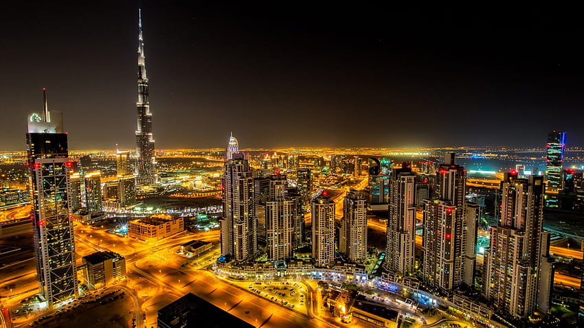 Dubai Downtown At Night HD wallpaper