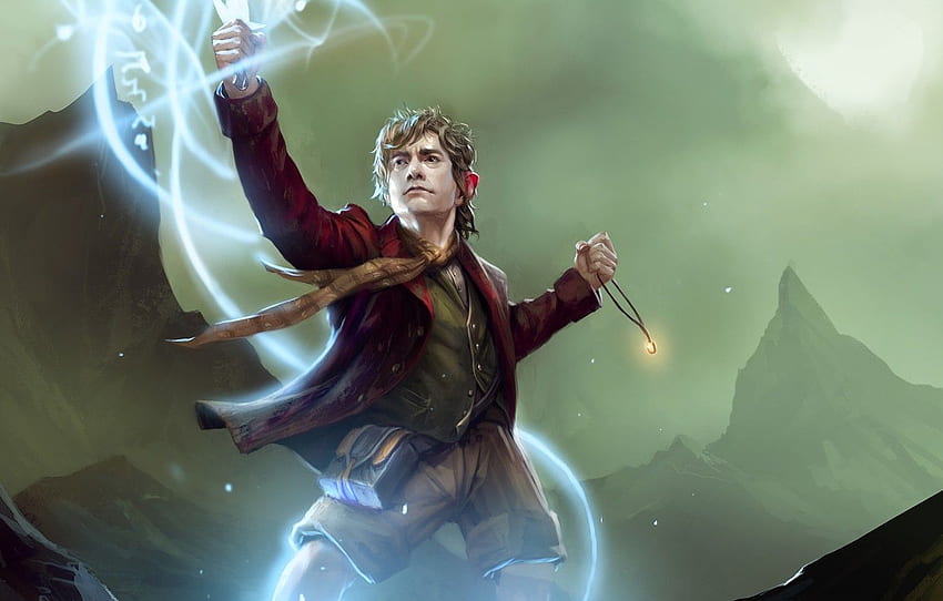 sihir, Penguasa cincin, seni, penguasa cincin, Bilbo Baggins, uap kartu perdagangan untuk , bagian фантастика - Wallpaper HD