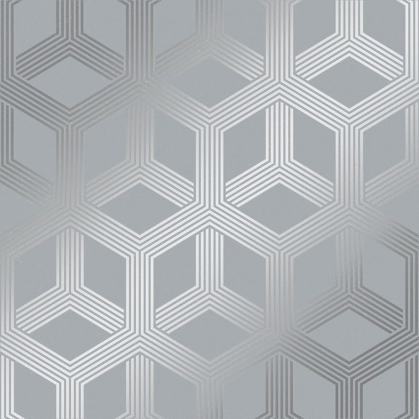 I Love Hexa Geometric グレー、シルバー - I Love UK から、ブラック グレー ジオメトリック HD電話の壁紙