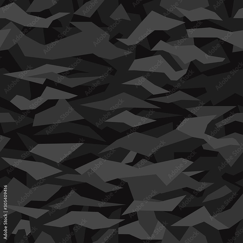 Geometrischer Camouflage-Hintergrund. Moderne Mode. Armee schwarze einfarbige Textur. Vektor trendiges Camo-Muster Stock Vector, Black Military HD-Handy-Hintergrundbild
