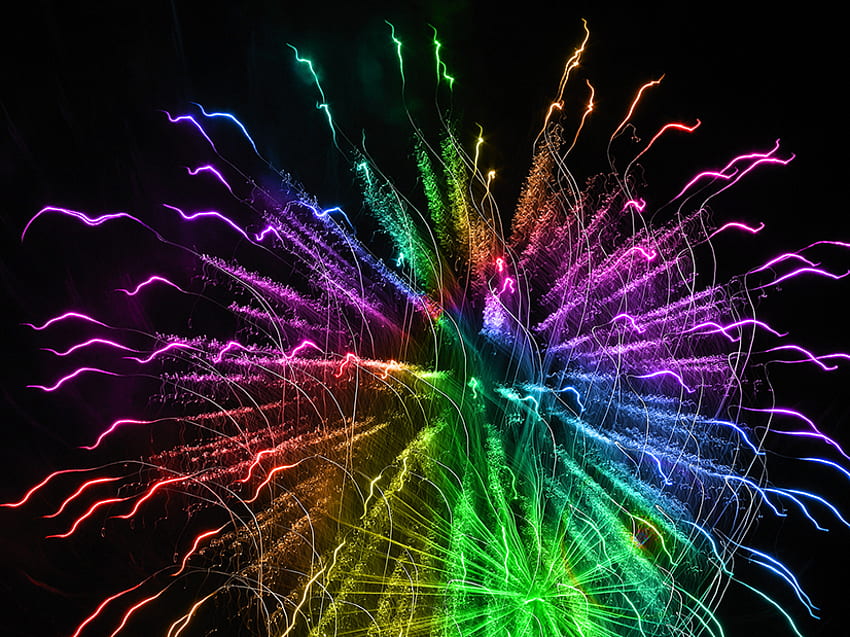 Rainbow Firework, firework, rainbow, pretty, awesome HD wallpaper