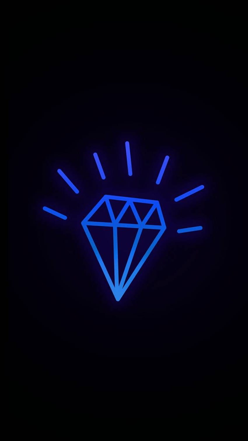 Neon Diamond, Black and Blue Diamond HD phone wallpaper