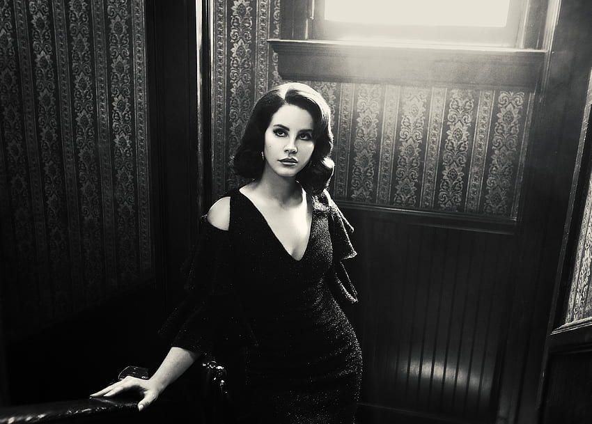 Black and white, Lana Del Rey, American singer HD wallpaper