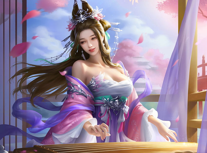 Beautiful Princess, digital, art, fantasy, asian, , girl, pastels, woman, pretty HD wallpaper