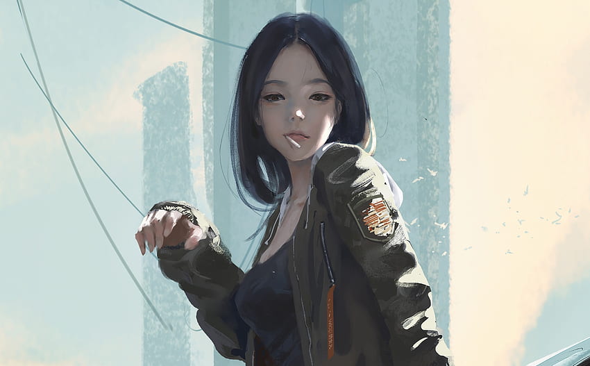 Urban, Asian girl, artwork HD wallpaper