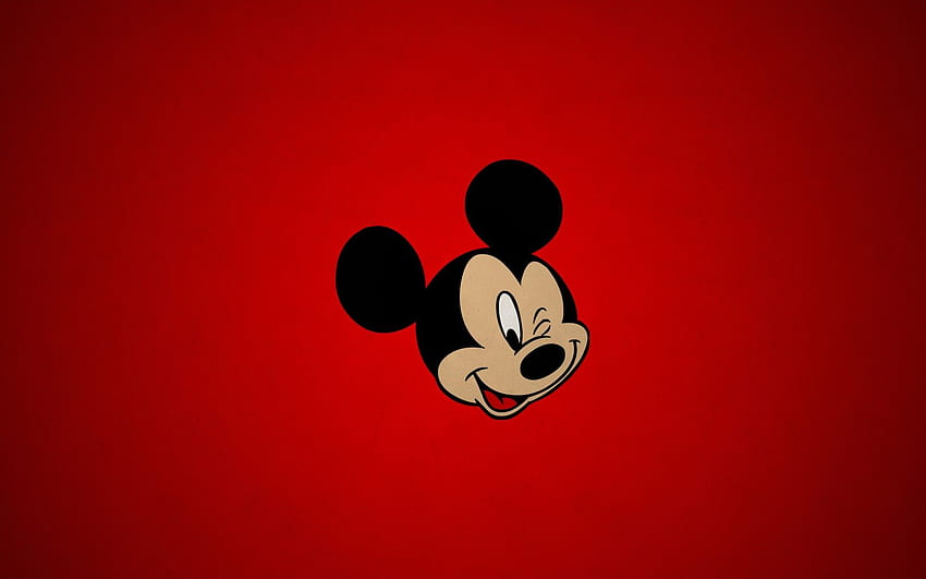 Mickey Mouse Head Red Background HD wallpaper