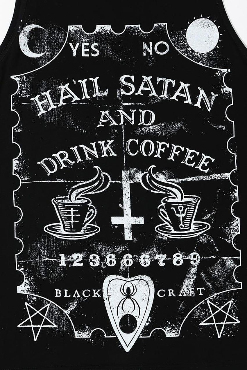 Camiseta negra Craft Satan & Coffee Muscle. Satanás, Hail satan, Arte satánico, Tablero Ouija fondo de pantalla del teléfono