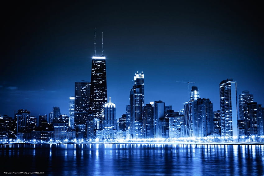 แสงไฟของเมืองชิคาโกสีน้ำเงินยามค่ำคืน [] สำหรับมือถือและแท็บเล็ตของคุณ สำรวจเมืองกลางคืน เมืองกลางคืน แสงไฟของเมืองในเวลากลางคืน วอลล์เปเปอร์ HD