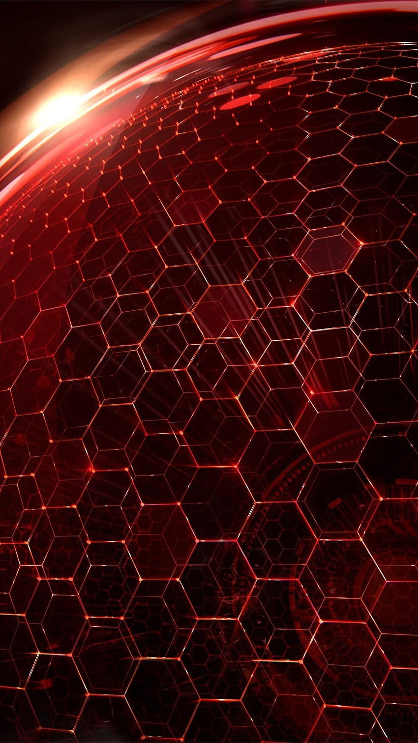 ДНК шестоъгълник на дроид, Червен шестоъгълник HD тапет за телефон
