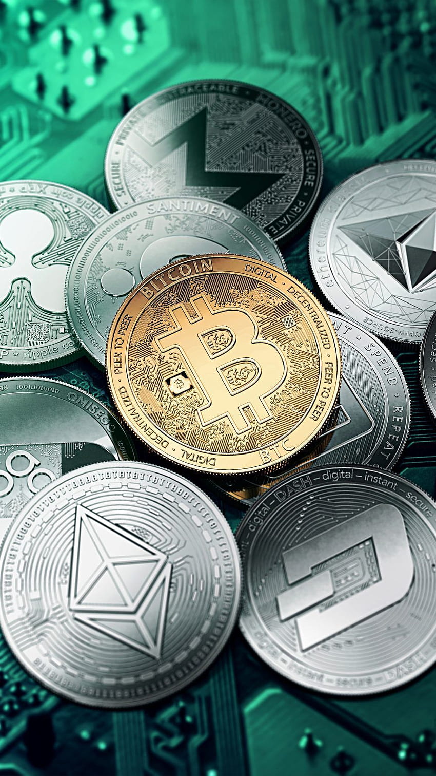 Bitcoin-Technologie für digitale Währungen, Blockchain HD-Handy-Hintergrundbild