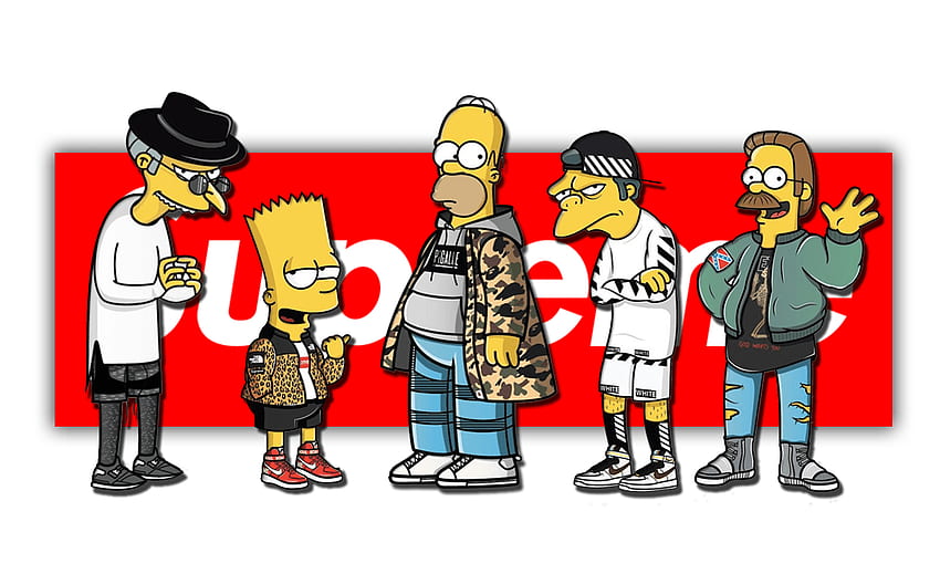 Simpsons Streetwear, Supreme Cartoon HD wallpaper