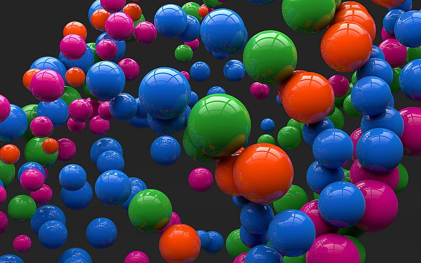 Mehrfarbig, kunterbunt, 3D, Form, Flug, Kugeln HD-Hintergrundbild