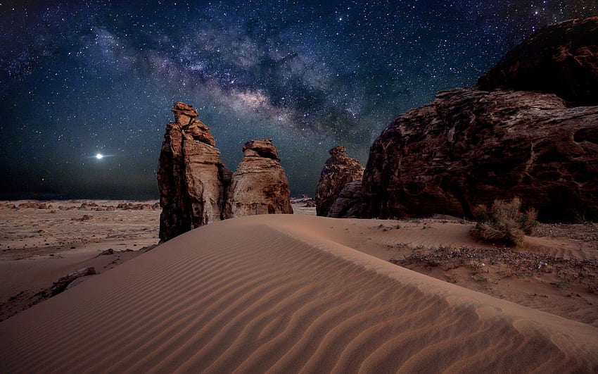 큰 사막, 아라비아 사막의 밤 HD 월페이퍼