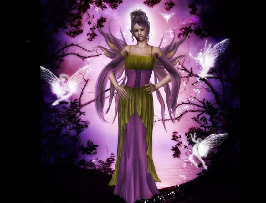 妖精、紫、抽象、ファンタジー 高画質の壁紙