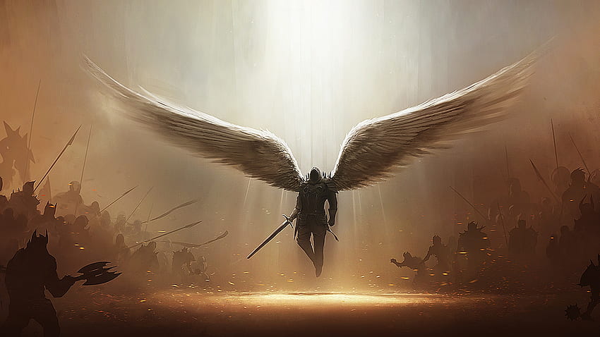 warrior angel, ha, battle, evil, angel, dark, demon, warrior HD wallpaper