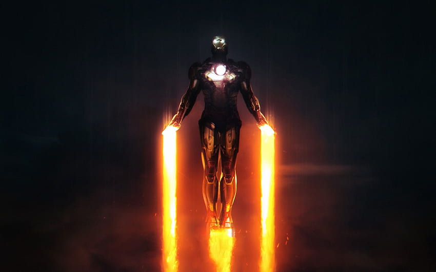 Железният човек, единственият полет, супергерой, изкуство, Iron Man Flying HD тапет