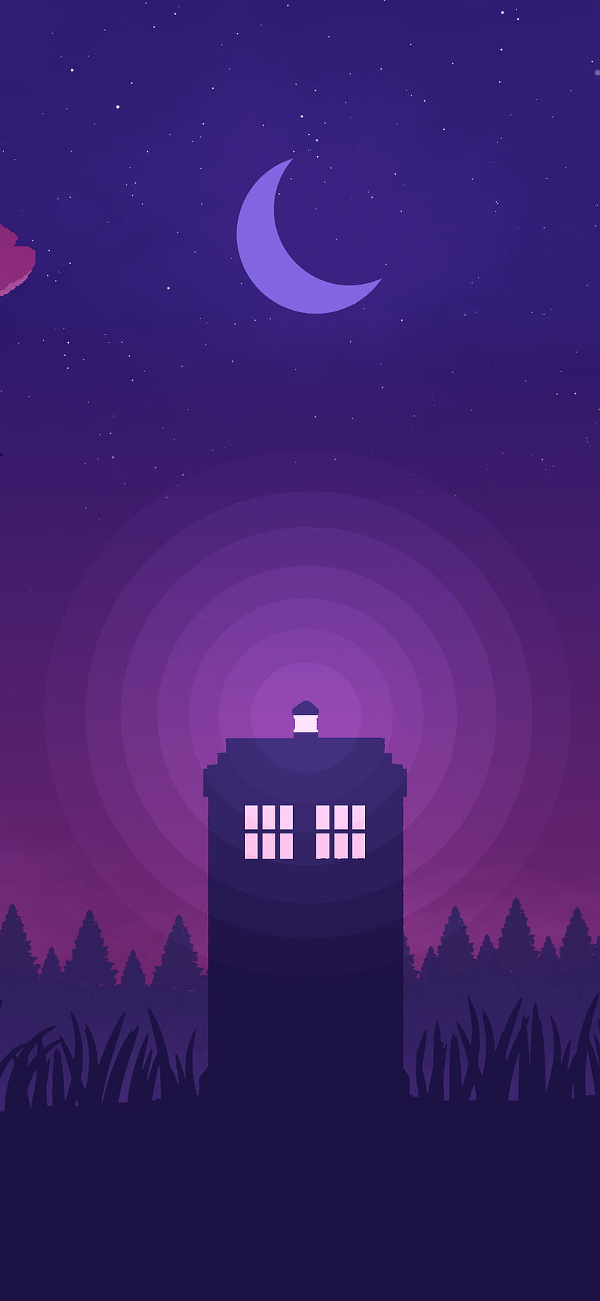 Night View, Neon, Moon, Purple HD phone wallpaper