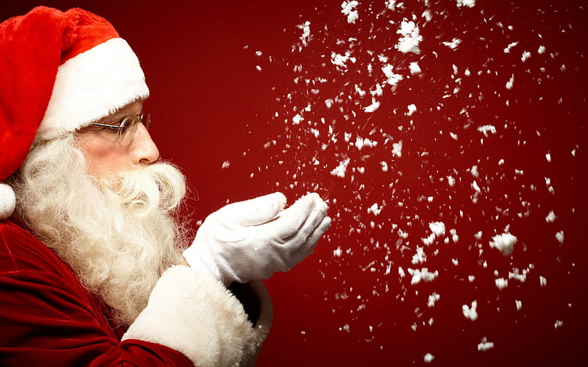 Papá Noel, blanco, craciun, nieve, navidad, rojo fondo de pantalla