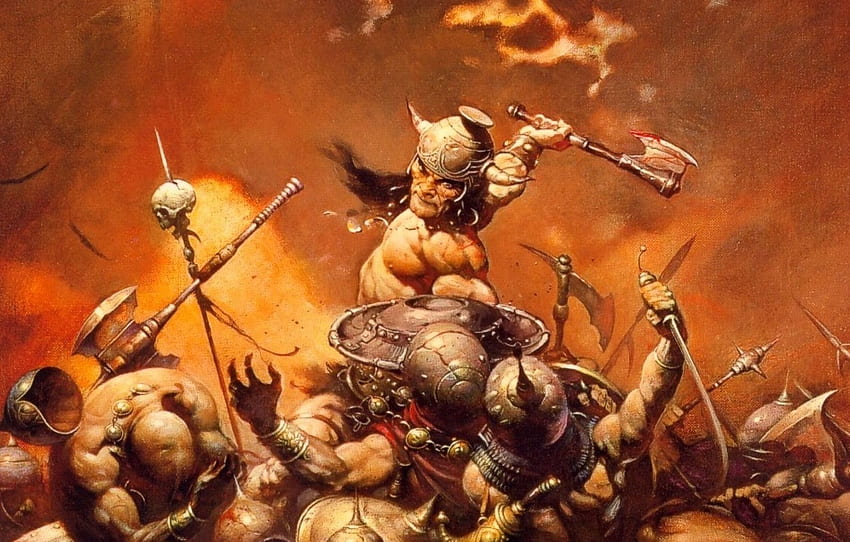 Battle, Battle, Conan, Conan the barbarian, Frank Frazetta, Конан-Разрушитель, CONAN THE DESTROYER for , section разное - HD wallpaper
