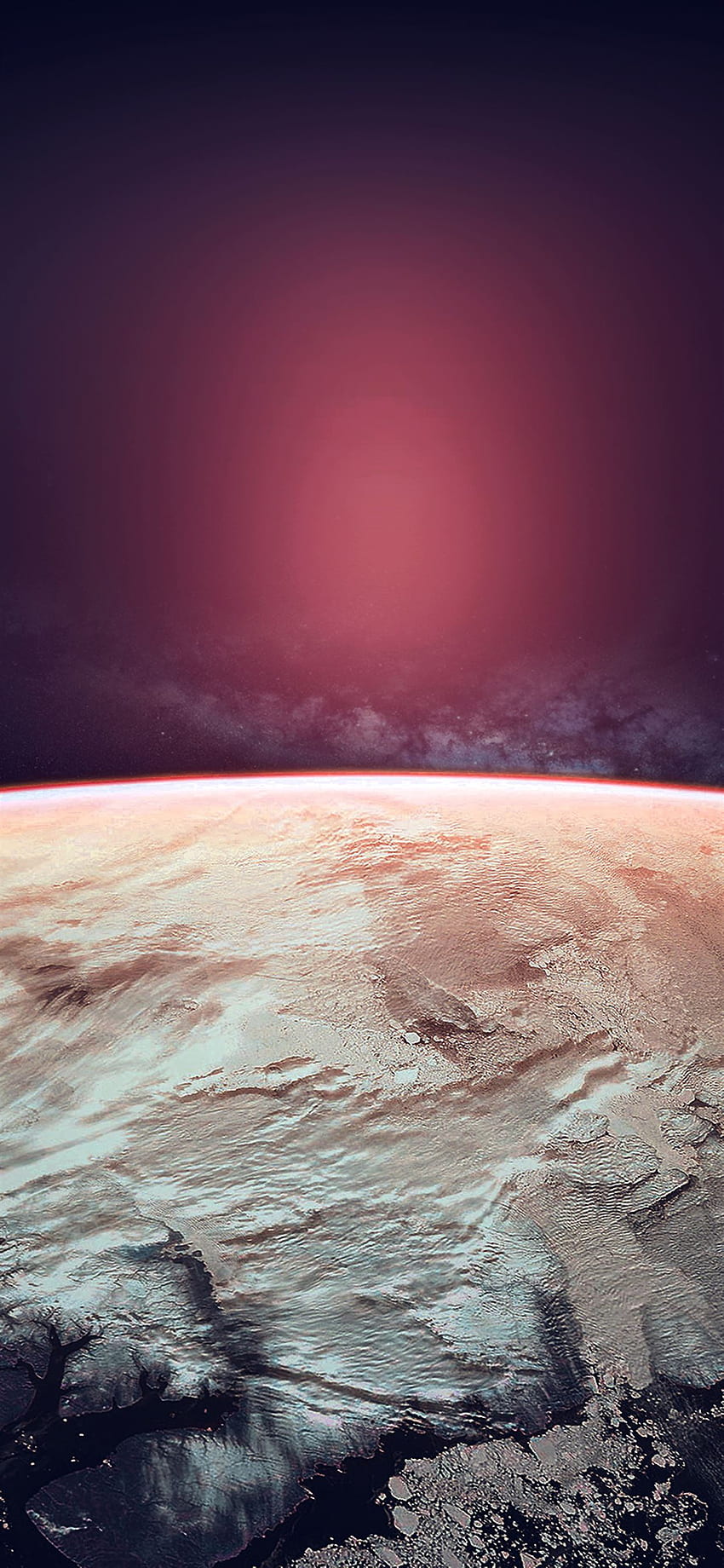 Espacio rojo invierno arte oscuro iPhone X, Winter Space fondo de pantalla del teléfono