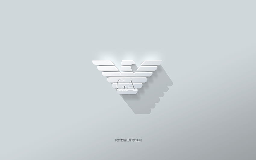 Armani logo, white background, Armani 3d logo, 3d art, Armani, 3d Armani emblem HD wallpaper