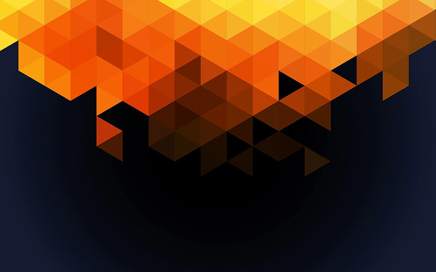 Dreieck-Fall-Orange-Muster, Schwarz-Orange minimal HD-Hintergrundbild