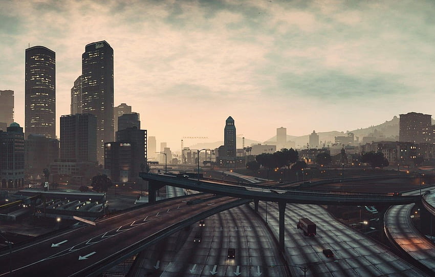 kota, game, jalan, Grand, GTA 5 City Wallpaper HD