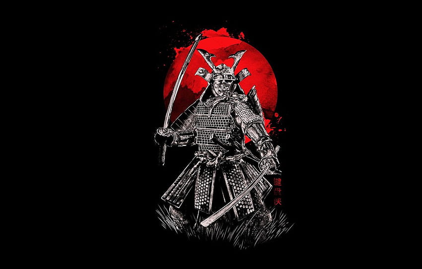 darah, baju besi, samurai, pedang untuk , bagian минимализм, Blood Samurai Wallpaper HD