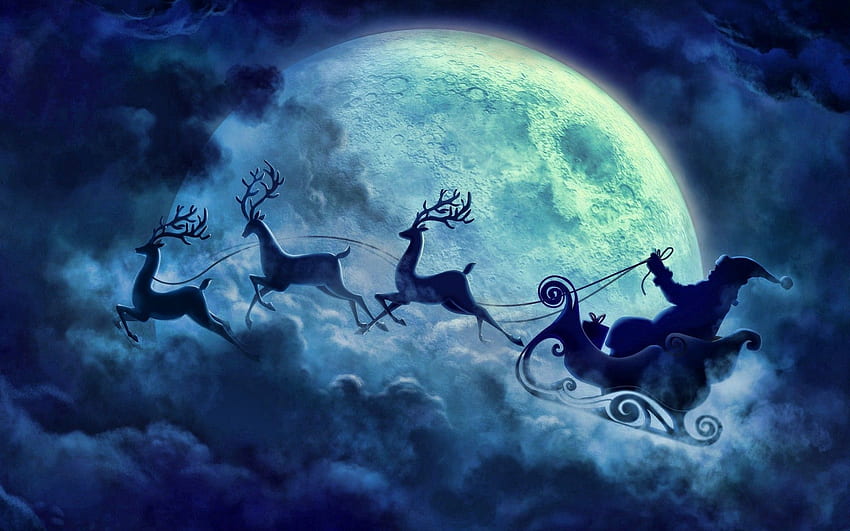 santa santa claus christmas snow winter, Santa and Reindeer HD wallpaper