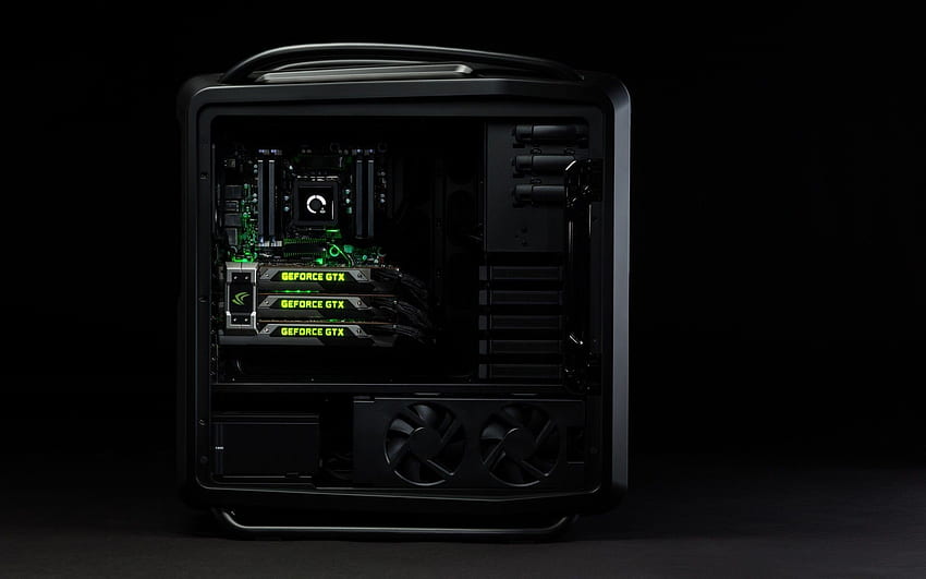 PC Nvidia GeForce GTX Titan черен мощен стилен компютър. HD тапет