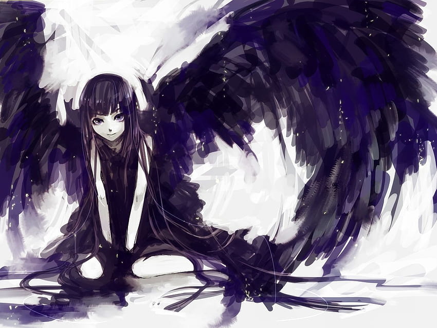 Аниме Dark Angel Girl 17 Фон, Fallen Angel Anime Girl HD тапет