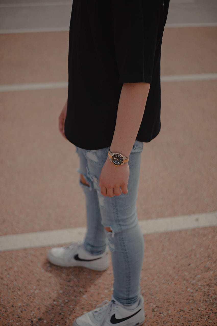 Clock, , , Sneakers, Style, Human, Person HD phone wallpaper