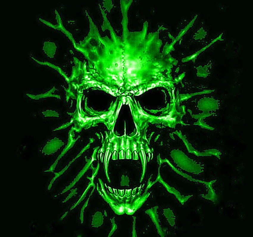 Crâne vert. Art de crâne, Oeuvre de crâne, Crâne, Crâne flamboyant vert Fond d'écran HD