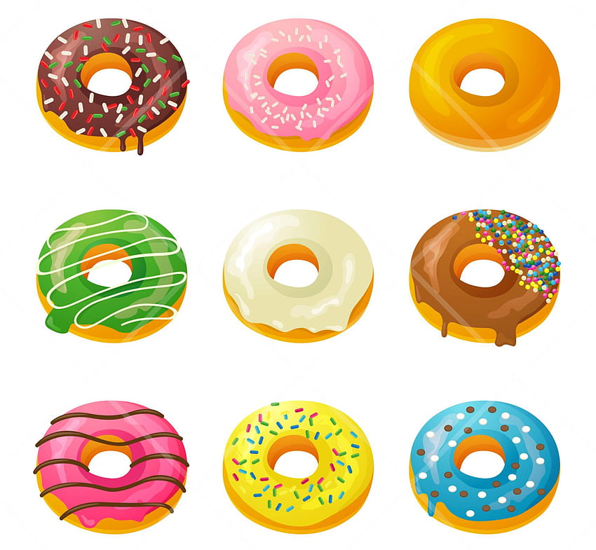 Donut clipart สีสันสดใสสำหรับและใช้งาน วอลล์เปเปอร์ HD