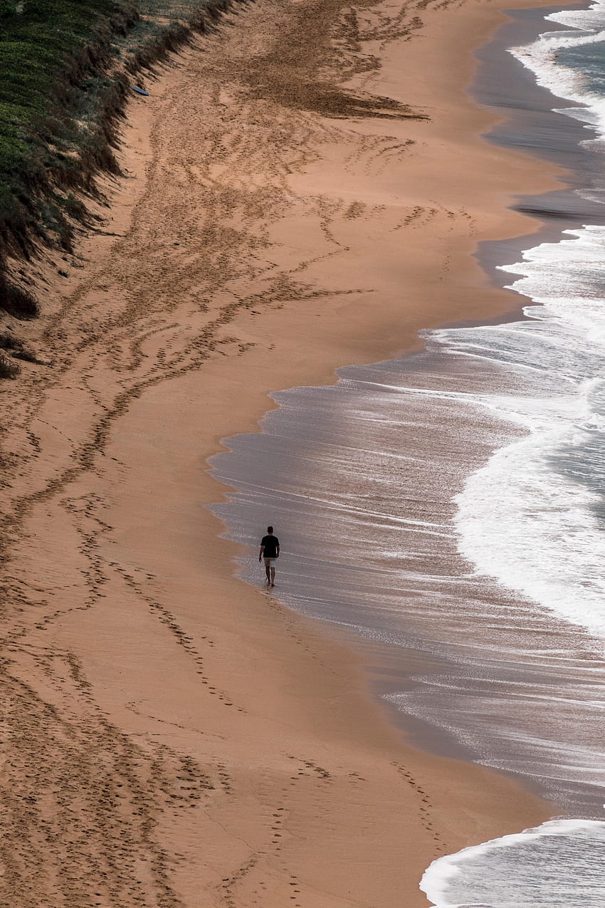 Sea, Coast, , , Stroll, Loneliness, Lonely, Alone HD phone wallpaper