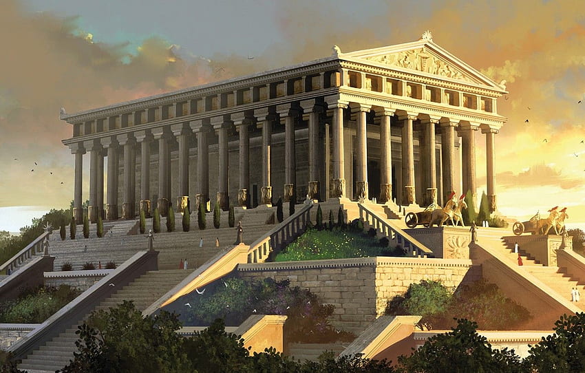 arte, pittura, antico, Tempio di Artemide Sfondo HD