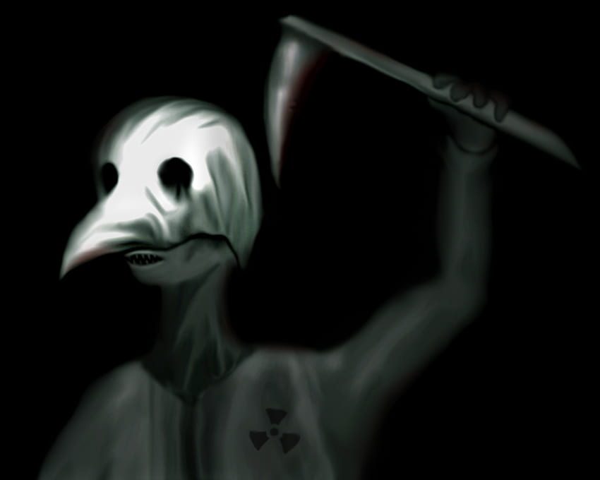 bird man, black, scary, mask, weapon, peak HD wallpaper