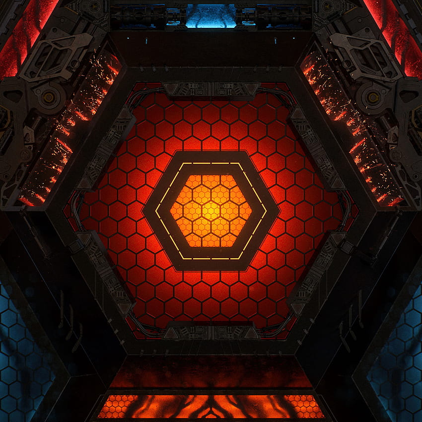 Janela hexagonal, brilho, abstrato Papel de parede de celular HD