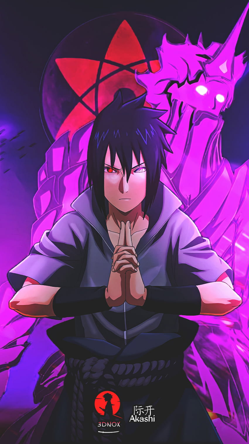 Sasuke Uchiha, magenta, arte, rosa fondo de pantalla del teléfono