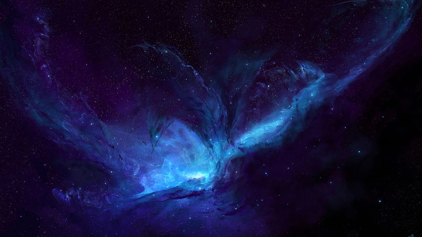 Computer portatile blu della galassia della Via Lattea pieno Sfondo HD