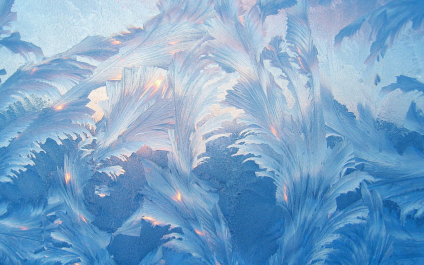Красиви сини мразовити шарки върху стъкло и - , ,, 3072x1920 HD тапет