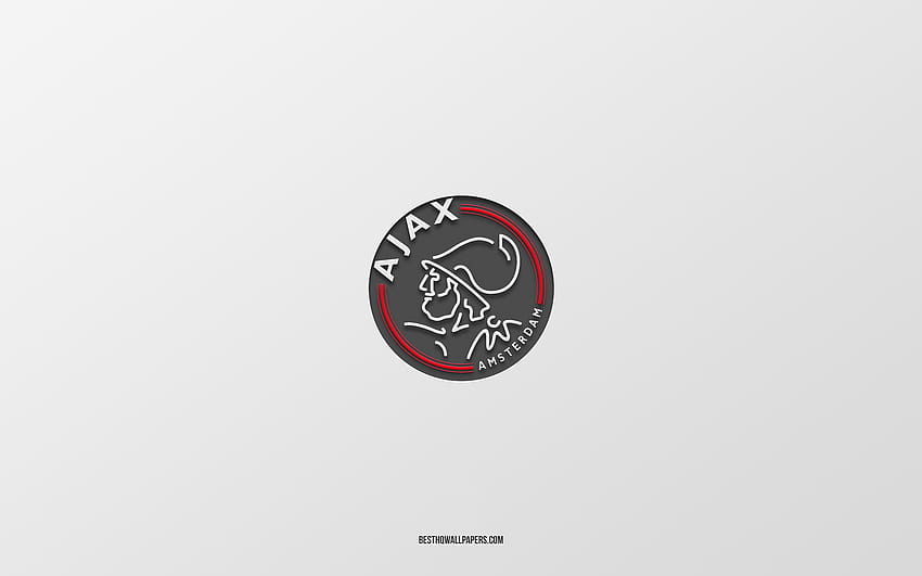 AFC Ajax, white background, Dutch football team, AFC Ajax emblem, Eredivisie, Amsterdam, Netherlands, football, AFC Ajax logo HD wallpaper