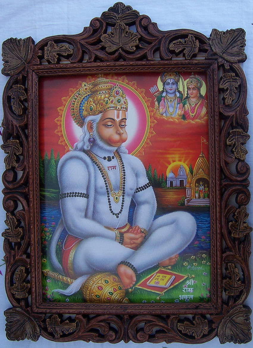 Hanuman Doing Meditation of Sita & Sita, Pic in Wood Frame : Home & Kitchen, Hanuman Meditation HD phone wallpaper