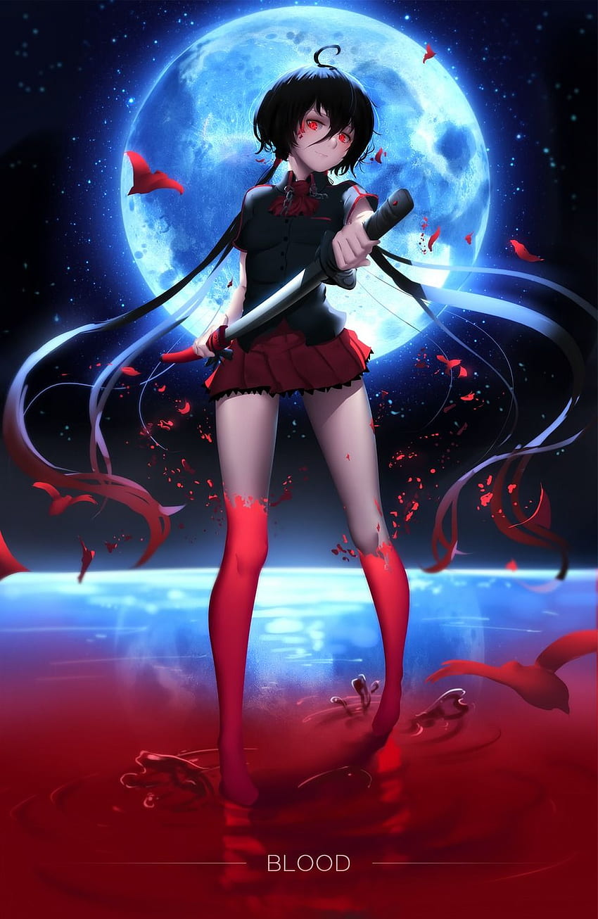 Hk (artist) Blood C Blood The Last Vampire Kisaragi Saya Blood Seifuku Sword. Yande.re HD phone wallpaper