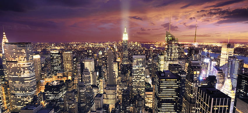 New York skyline in the office, New York office HD wallpaper