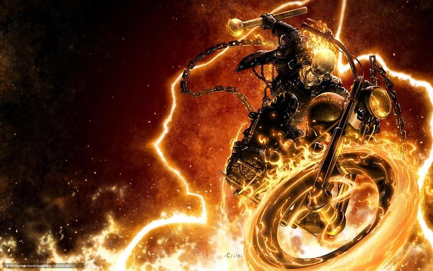 art, Ghost Rider, infernal, Ghostly, racer, Biker on your, Biker Demon HD wallpaper